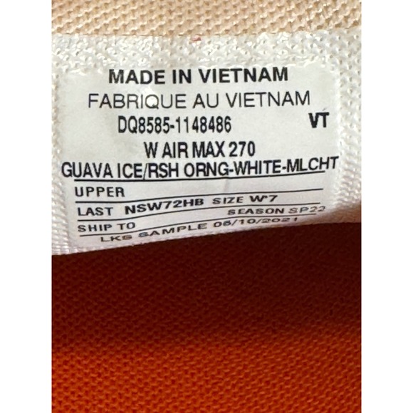 Nike Air Max 270 Guava Ice Running Shoes Women Size 7 DQ8585 1148486 rare sample - Picture 8 of 14